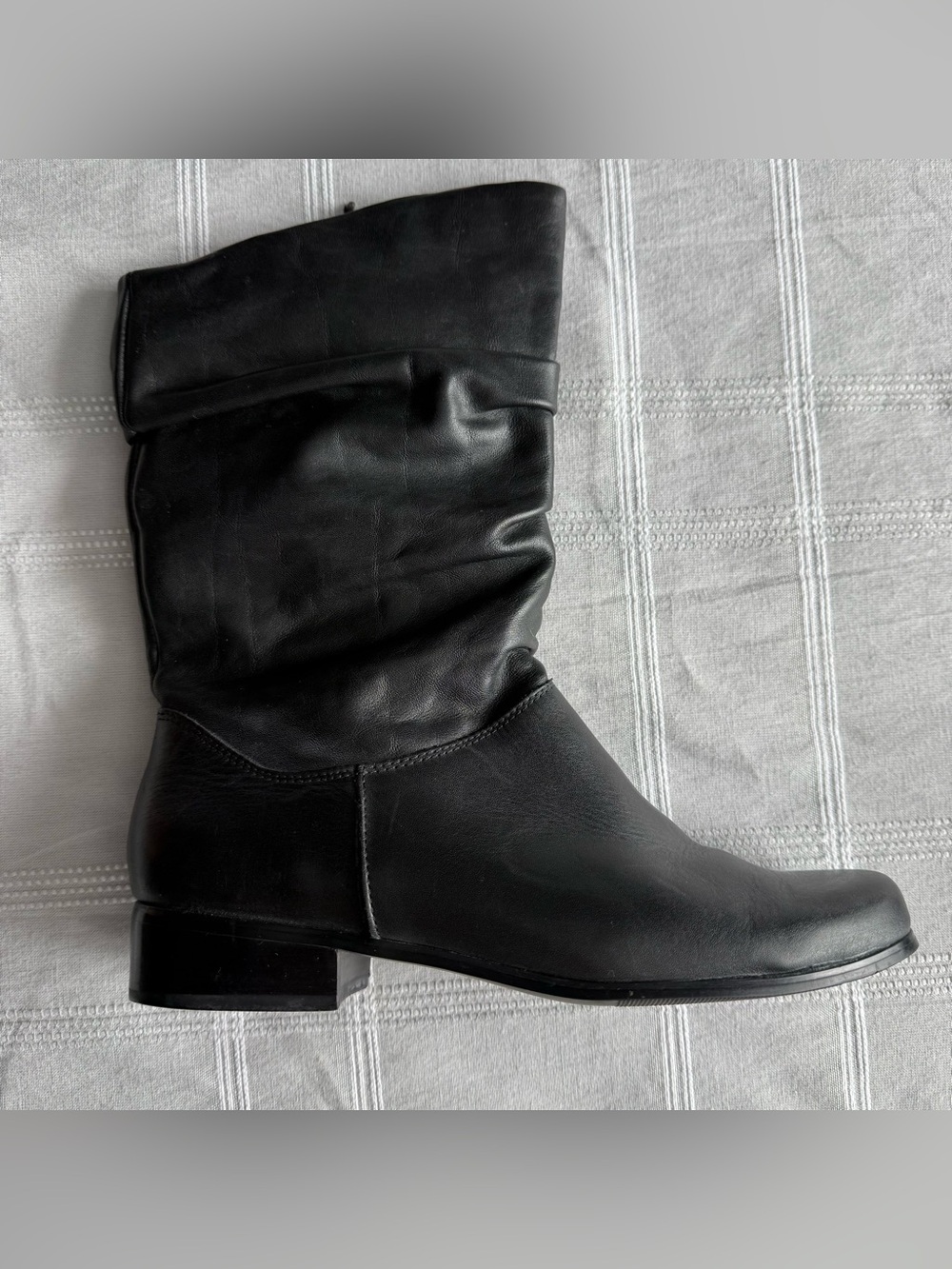 Classic Black Leather Slouch Boots - Women's - Picture 2 of 8